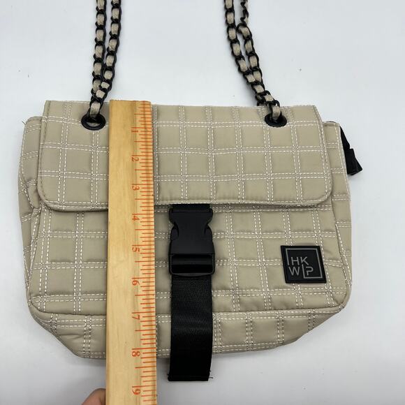 IHKWIP Quilted Flap Convertible Shoulder Bag with Chain Strap Sand - Picture 4 of 14